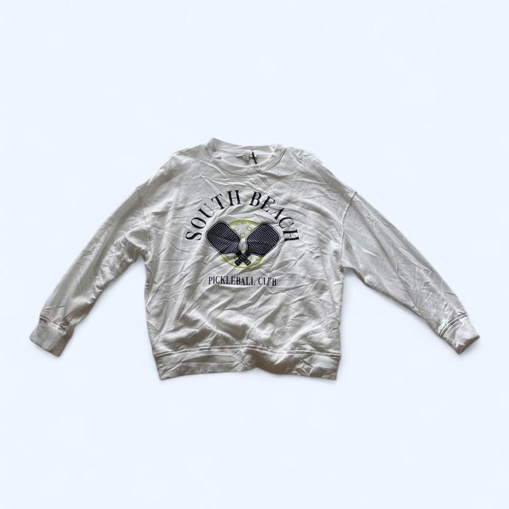 White crewneck pickleball print sweatshirt size S‎ by Green Envelope